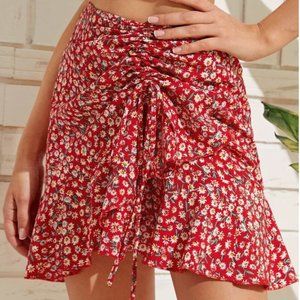 NWOT - SHEIN Red Floral Skirt - Small
